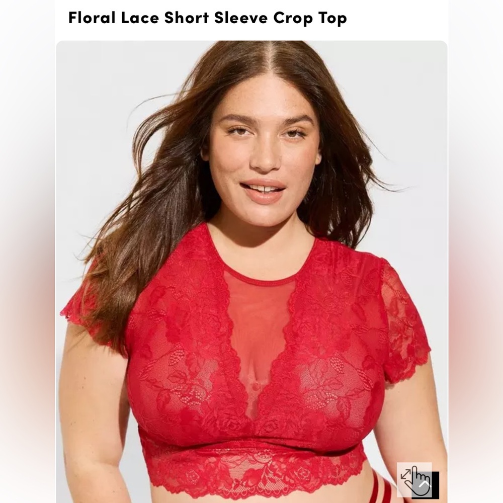 Vibrant Red Lace Crop Top